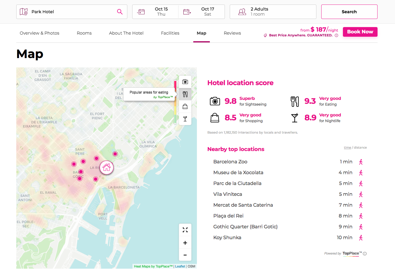 AVUXI's TopPlace™ Location Page used by Splitty Travel