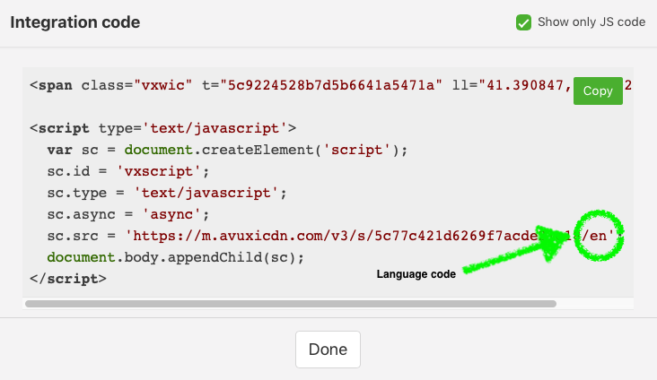 Where to find the language code