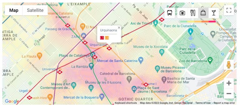 Google Maps Heat Maps popular areas and public transports