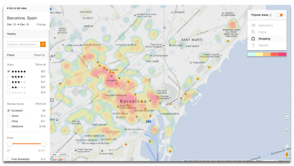 Correct popular shopping areas in Barcelona