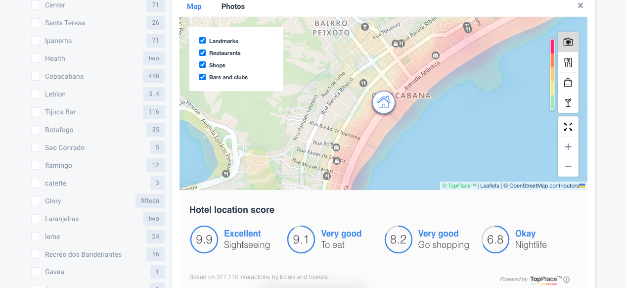 Mapa hoteles Turismocity