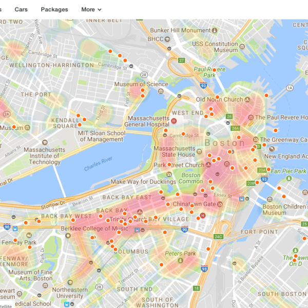 TopPlace™ heat maps on KAYAK